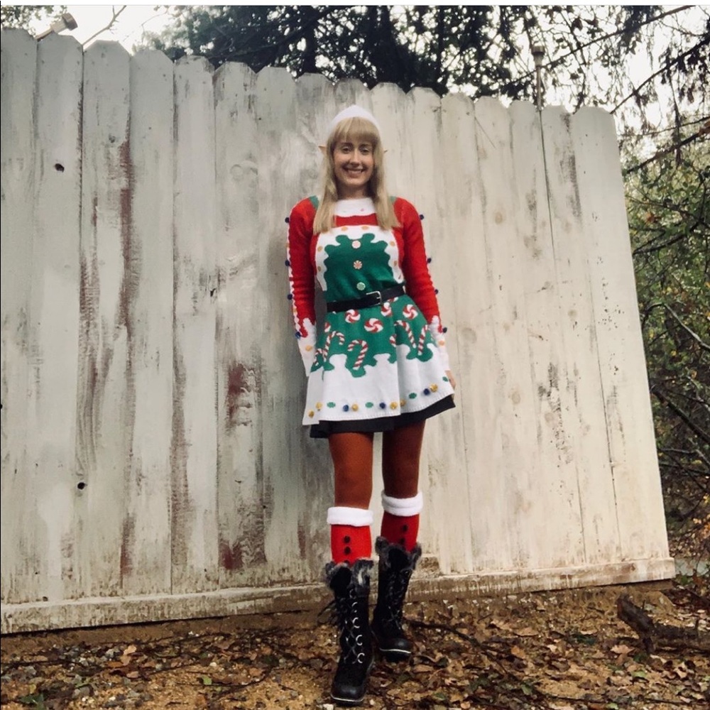 Christmas Elf Cookie Ugly Sweater Dress 🍪